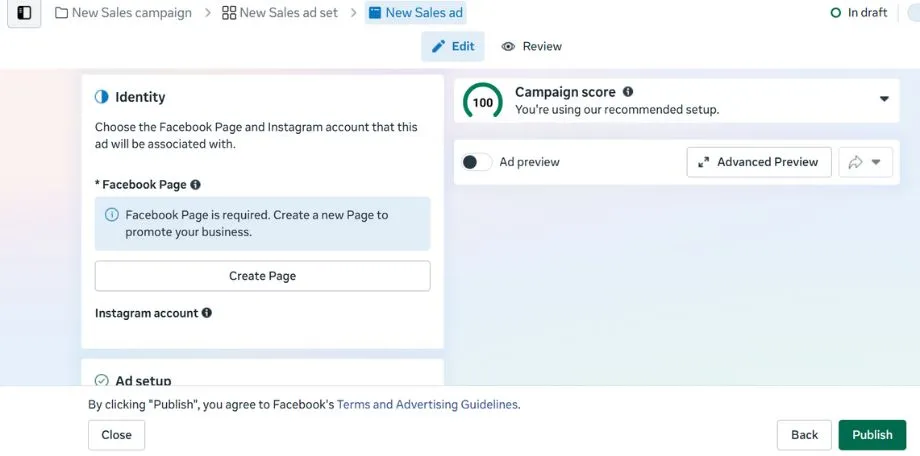 Choose Your Facebook Page and Instagram Account